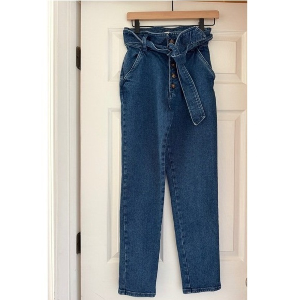Sezane Deni Tie Front High Rise Trouser Pants Straight Leg Quiet Luxury Preppy